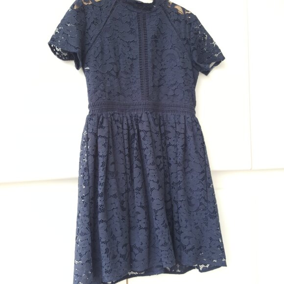 BARDOT JUNIOR ! Girls Mila Mini Lace Dress In Navy (8) - Picture 10 of 10